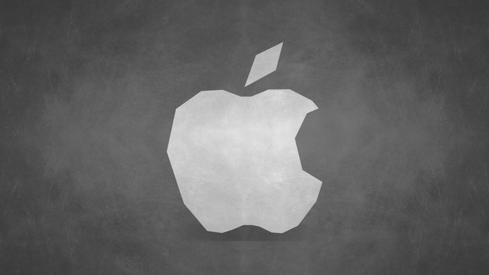 Polygon Apple Logo on Textured Gray Background