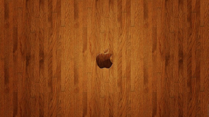 Wooden Apple Logo on Wood Grain Background
