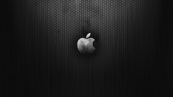 Apple Logo on Dark Hexagonal Texture