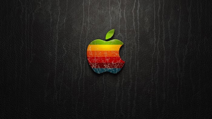 Apple Logo on Black Leather Texture
