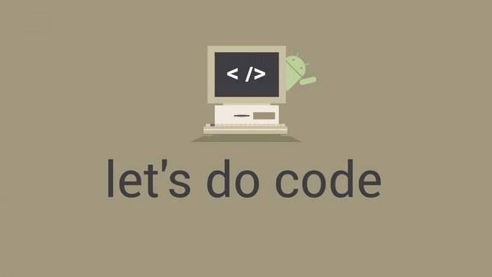 Android and Computer with "let's do code"