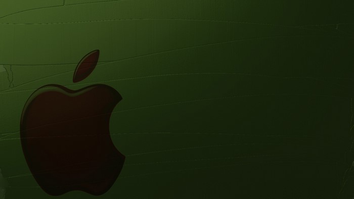 Apple Logo on Green Textured Background