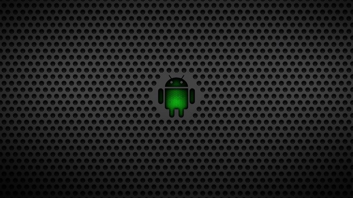 Green Android Logo on Perforated Metal
