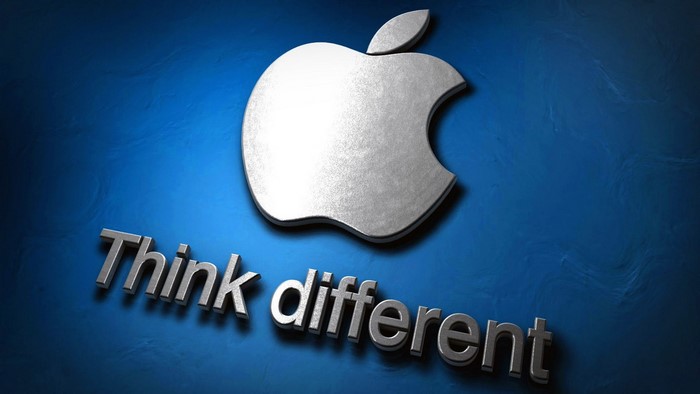 Apple logo with "Think Different" slogan