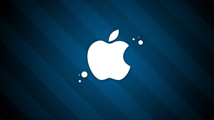 Apple Logo on Blue Striped Background