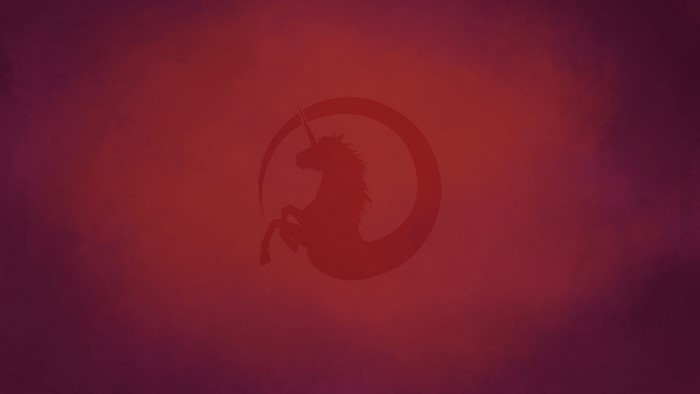 Linux Unicorn logo on red background