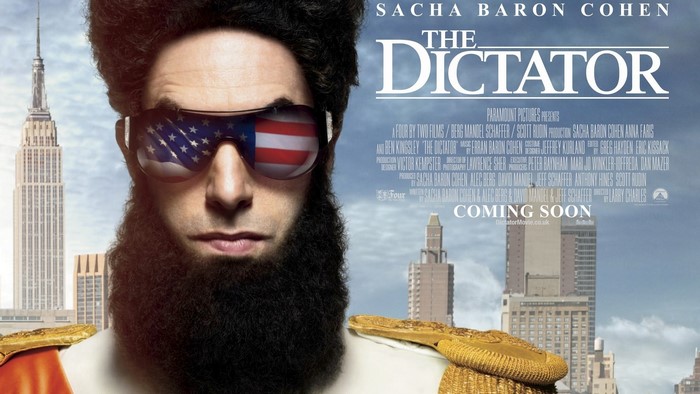 The Dictator movie poster with Sacha Baron Cohen