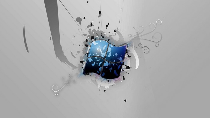 Windows logo with abstract paint splatters