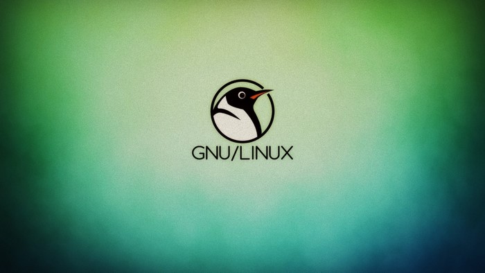 GNU/Linux Tux logo on green background