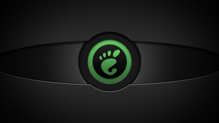 GNOME Linux logo on a dark textured background