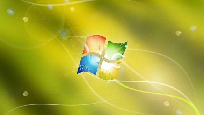 Windows Logo on Abstract Yellow and Green Background