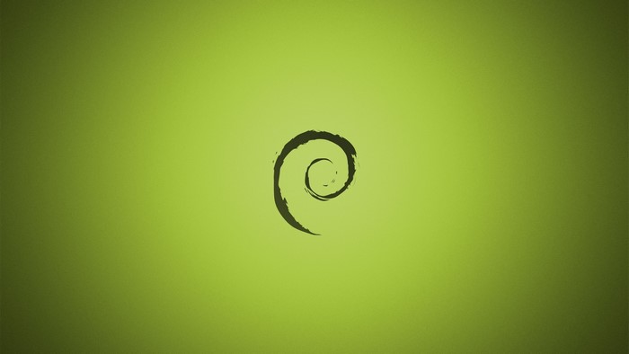 Debian Linux logo on a green gradient background