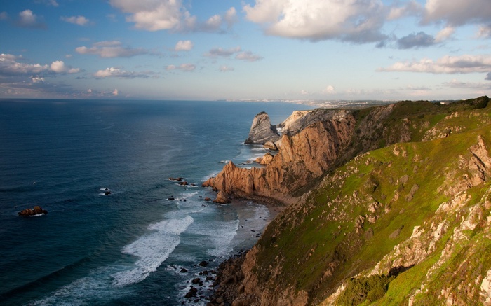 Coastal cliffs overlooking the Atlantic Ocean