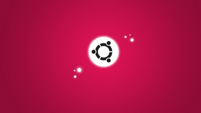 Ubuntu logo on a pink background