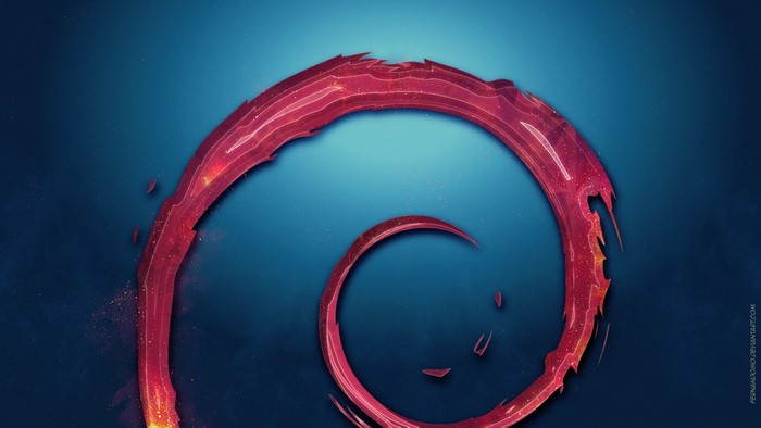 Debian Logo on Blue Background