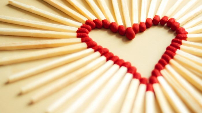 Heart shape made of matches