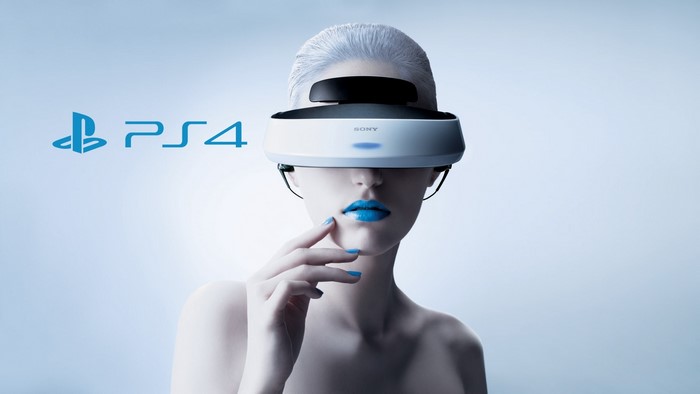 PS4 Virtual Reality Headset on Woman