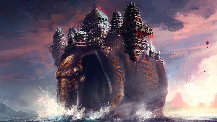 Giant Elephant Monastery on the Ocean