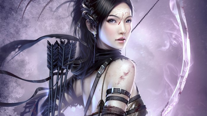 Fantasy Archer Girl with Bow and Arrows