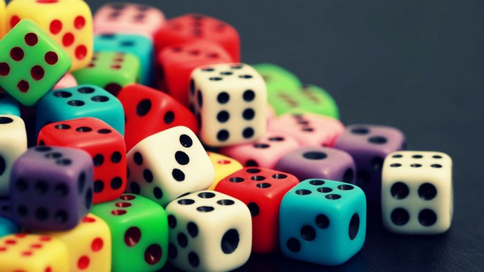 Pile of colorful dice