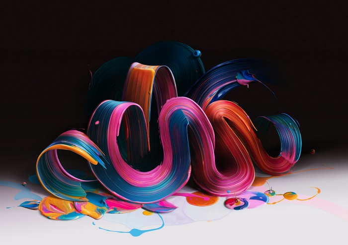 Abstract paint strokes on a dark background