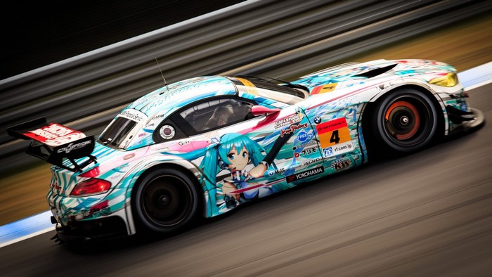 BMW M4 GT3 with Hatsune Miku livery on track