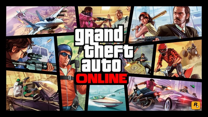 Grand Theft Auto Online artwork with multiple scenes