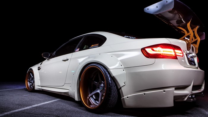 White BMW M3 Coupe with Widebody Kit and Spoiler