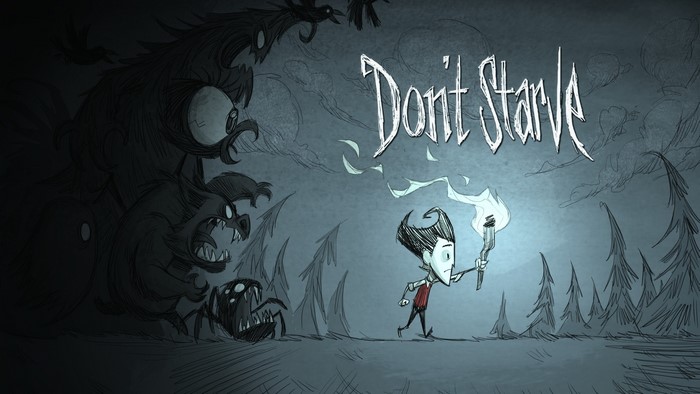 Don't Starve game title with character and monsters