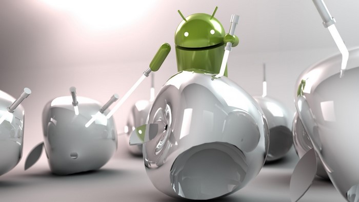 Android Robot and Apple logos
