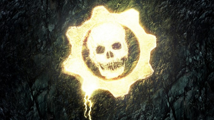 Gears of War Skull Logo on Rocky Wall
