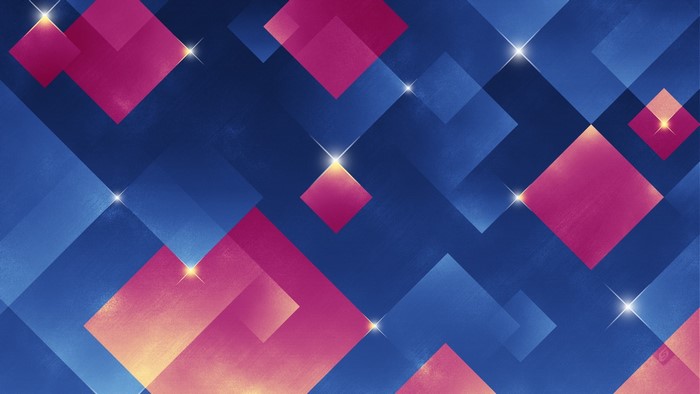 Blue and Pink Geometric Shapes with Sparks