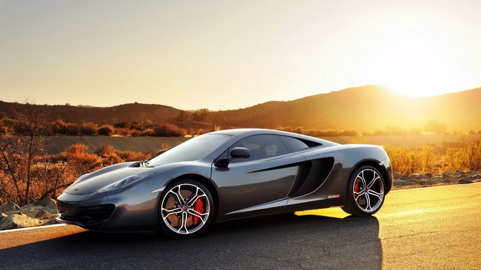 Gray McLaren MP4-12C Supercar on a Road
