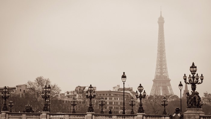 Eiffel Tower and Bridge in Paris
