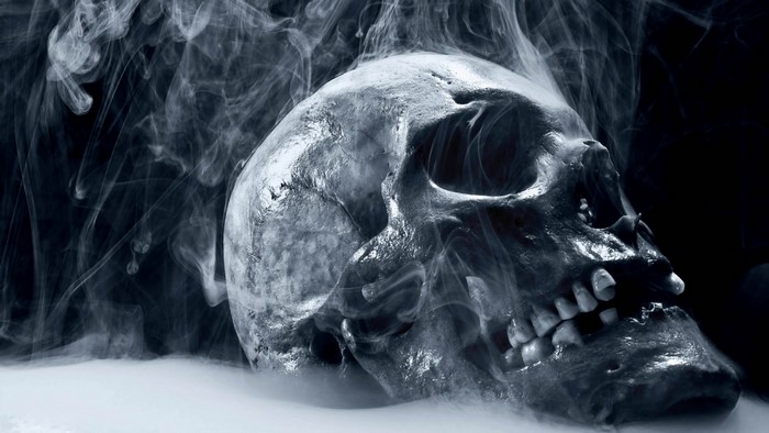 Skull shrouded in smoke