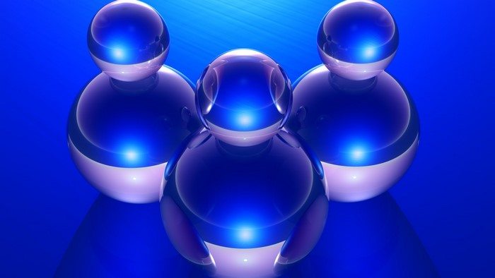 3D blue abstract figures on blue background