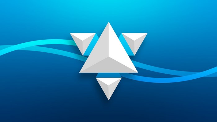 Abstract 3D Triangles on Blue Background