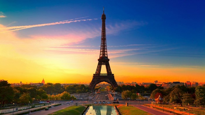 Eiffel Tower at Sunset in Paris, France