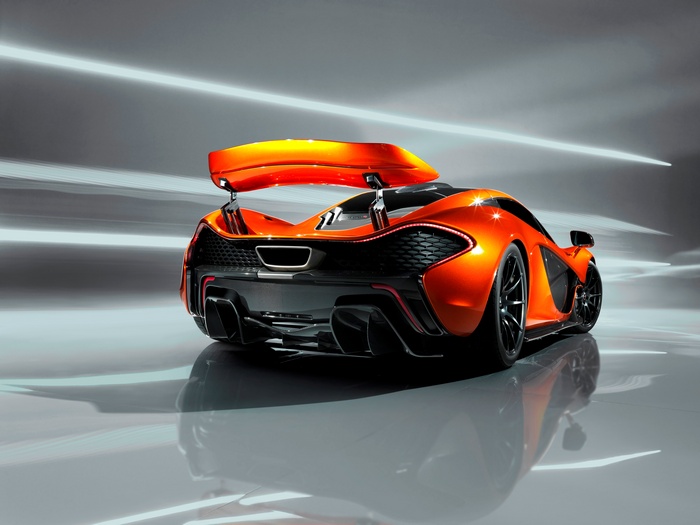 Orange McLaren P1 rear view