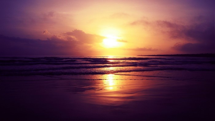 Beach Sunset with Ocean Waves