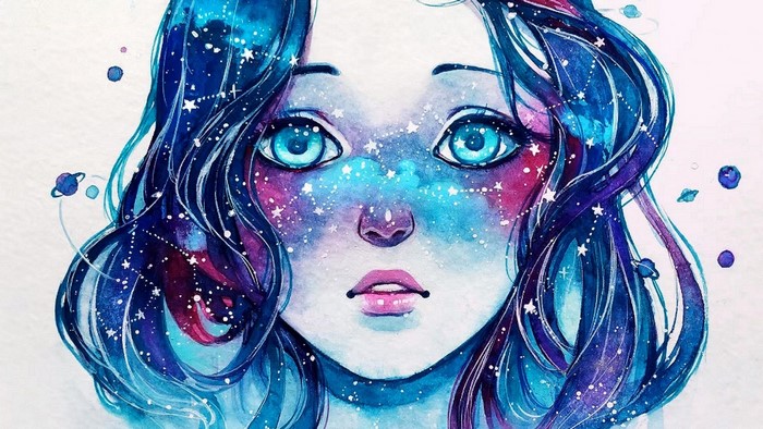 Galaxy girl with starry freckles