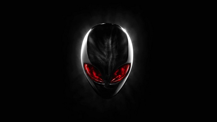 Alienware logo with red eyes