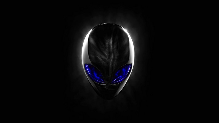 Alienware logo with blue eyes