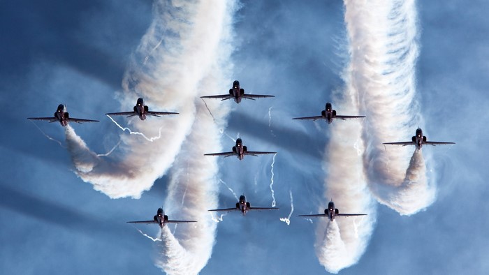 Royal Air Force Aerobatic Team performing aerial maneuvers