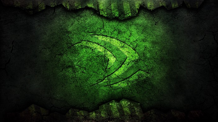Nvidia Grunge Logo on Cracked Green Texture