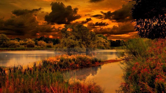 Nature at sunset with dramatic clouds