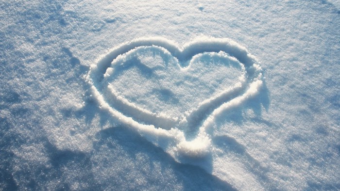 Heart drawn in snow