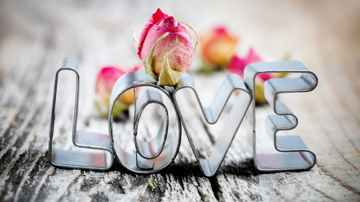 Love cookie cutter with roses