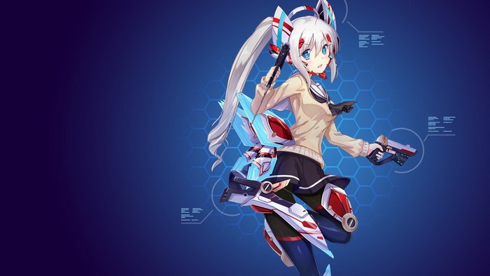 Mecha Girl with Twin Tails and Guns