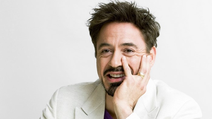 Robert Downey Jr. wearing a white suit